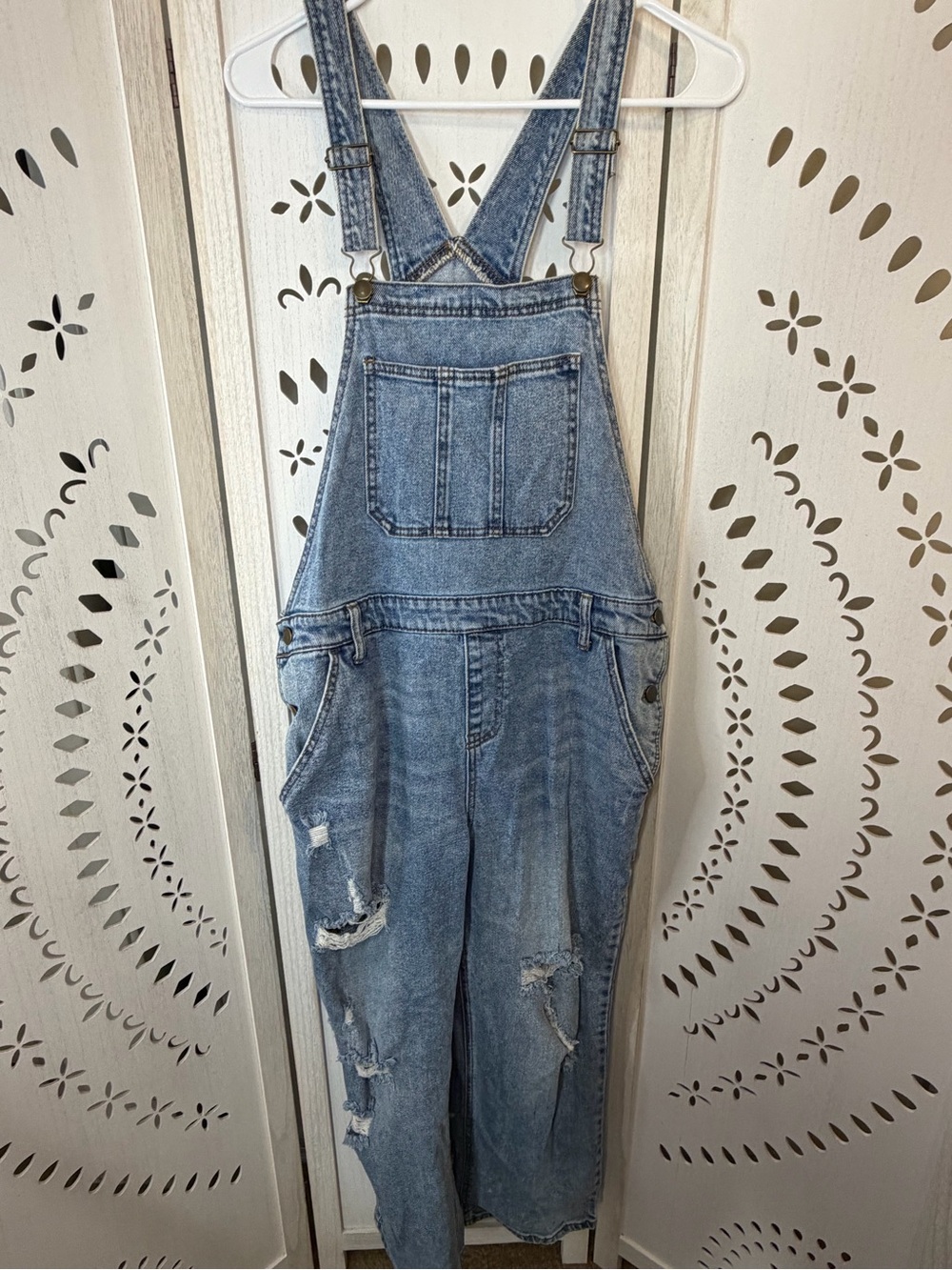 Wild Fable Distressed Light Wash Denim Overalls